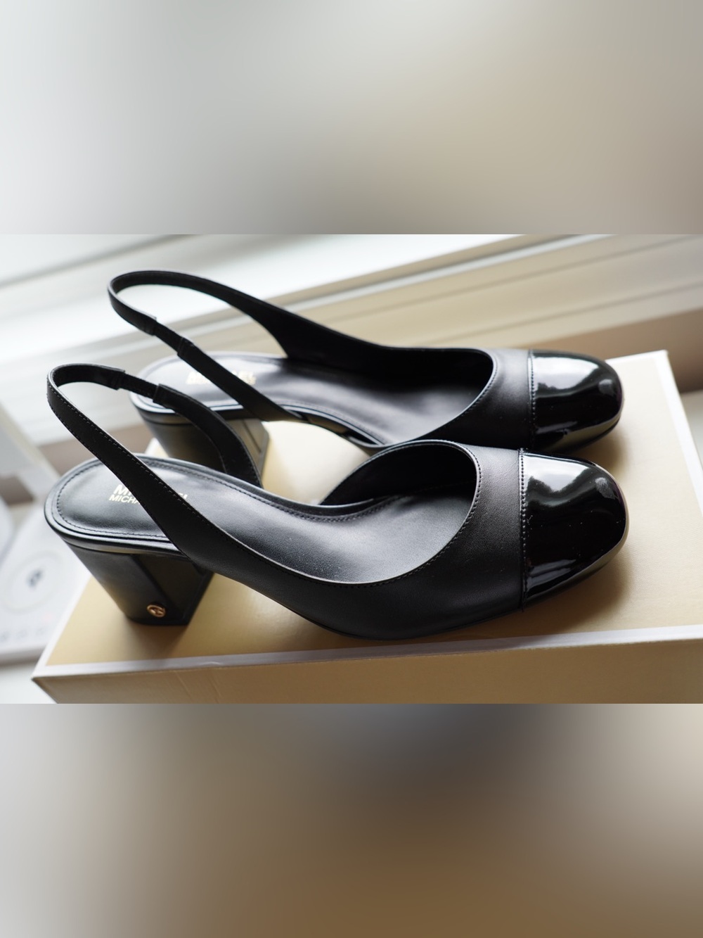 Michael Kors Black Cap-Toe Slingback Heels Size 6